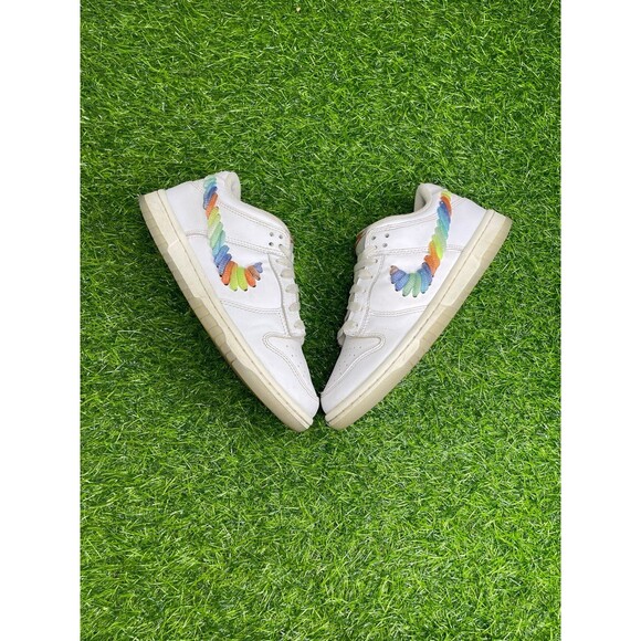 Nike Dunk Low SE Rainbow Lace Swoosh White Size Women’s 6 - Picture 4 of 7